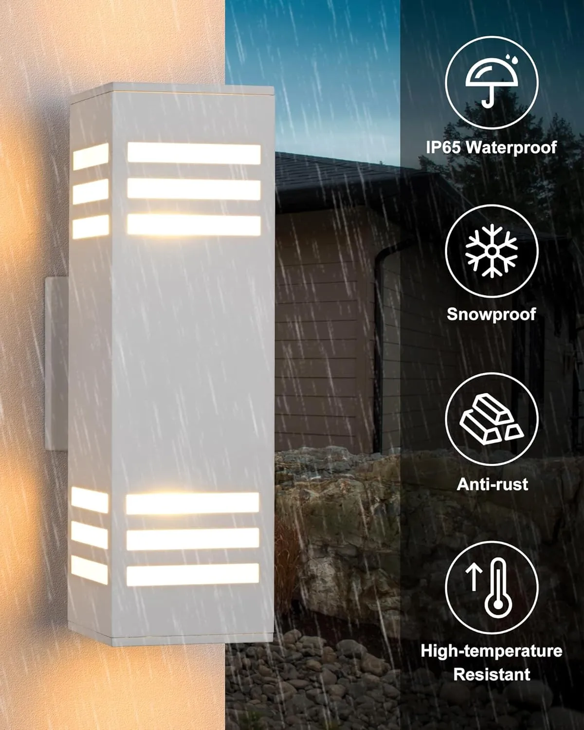 Housen Solutions Dusk to Dawn Outdoor Lighting, IP65 Waterproof Exterior Light Fixtures, 2 Pack Sensor Porch Light Outdoor Wall Sconce for House Garage, Matte White Aluminum
