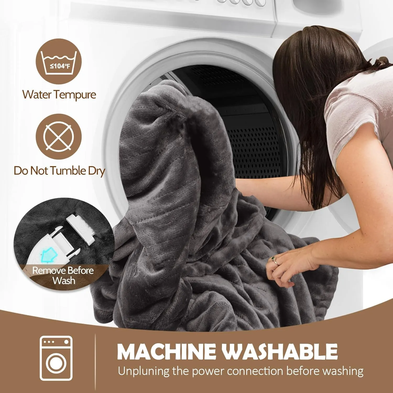 HOW'S MY HOUSE Heated Blanket 72" x 84", Electric Blanket Full Size with 10 Time Settings & 6 Heating Levels, Over-Heat Protection, Flannel Sherpa Super Cozy with ETL Certification, Gray