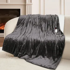 HOW'S MY HOUSE Heated Blanket 72" x 84", Electric Blanket Full Size with 10 Time Settings & 6 Heating Levels, Over-Heat Protection, Flannel Sherpa Super Cozy with ETL Certification, Gray