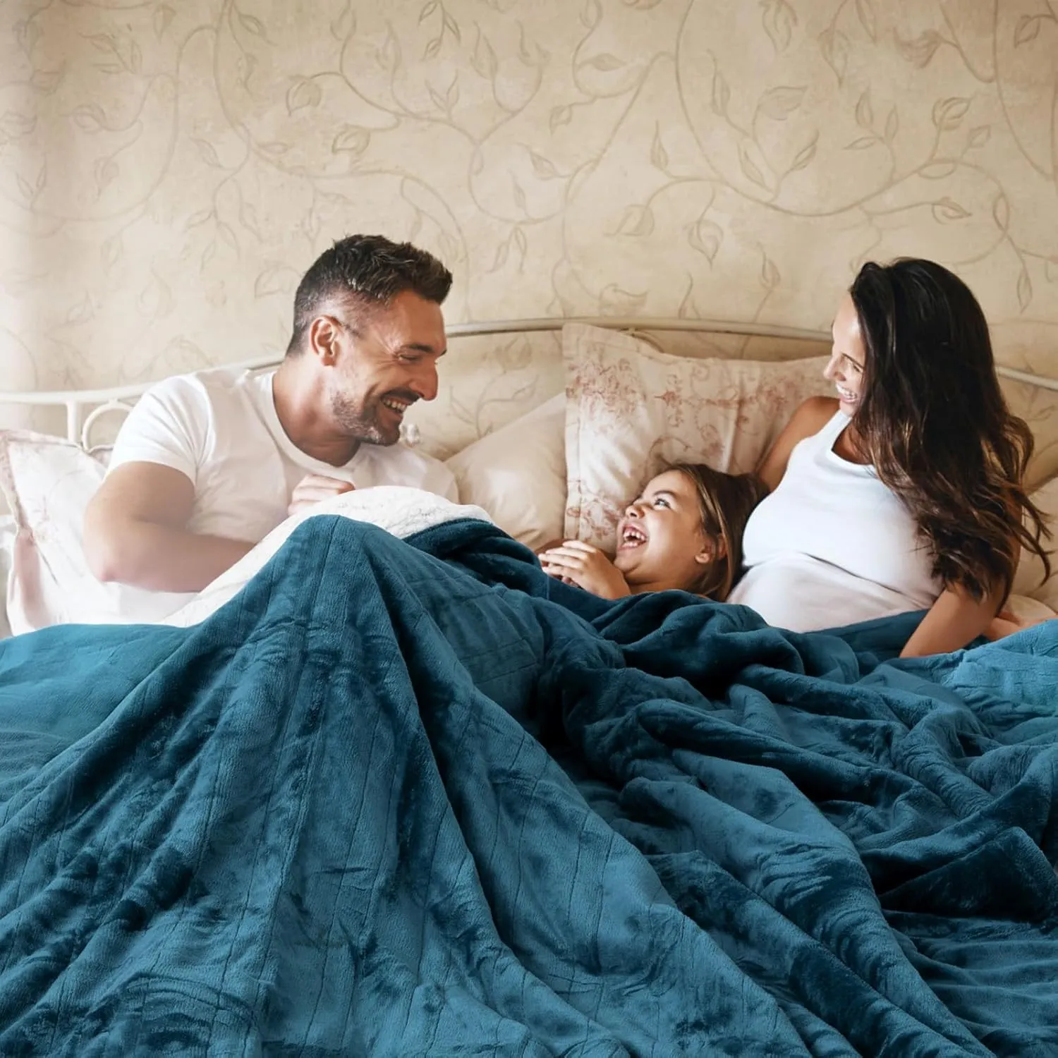 HOW'S MY HOUSE Heated Blanket 84" x 90", Dual Control Electric Blanket Queen Size with 10 Time Settings & 6 Heating Levels, Over-Heat Protection, Flannel Sherpa Super Cozy with ETL Certification, Blue