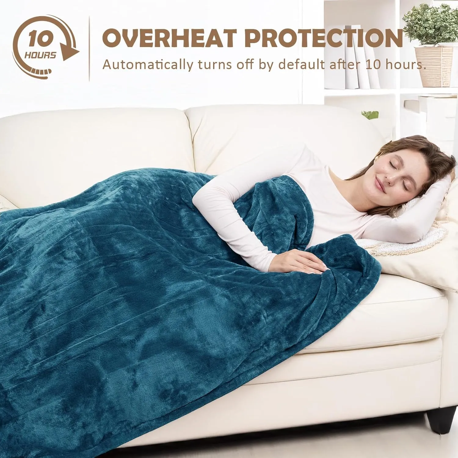 HOW'S MY HOUSE Heated Blanket 84" x 90", Dual Control Electric Blanket Queen Size with 10 Time Settings & 6 Heating Levels, Over-Heat Protection, Flannel Sherpa Super Cozy with ETL Certification, Blue