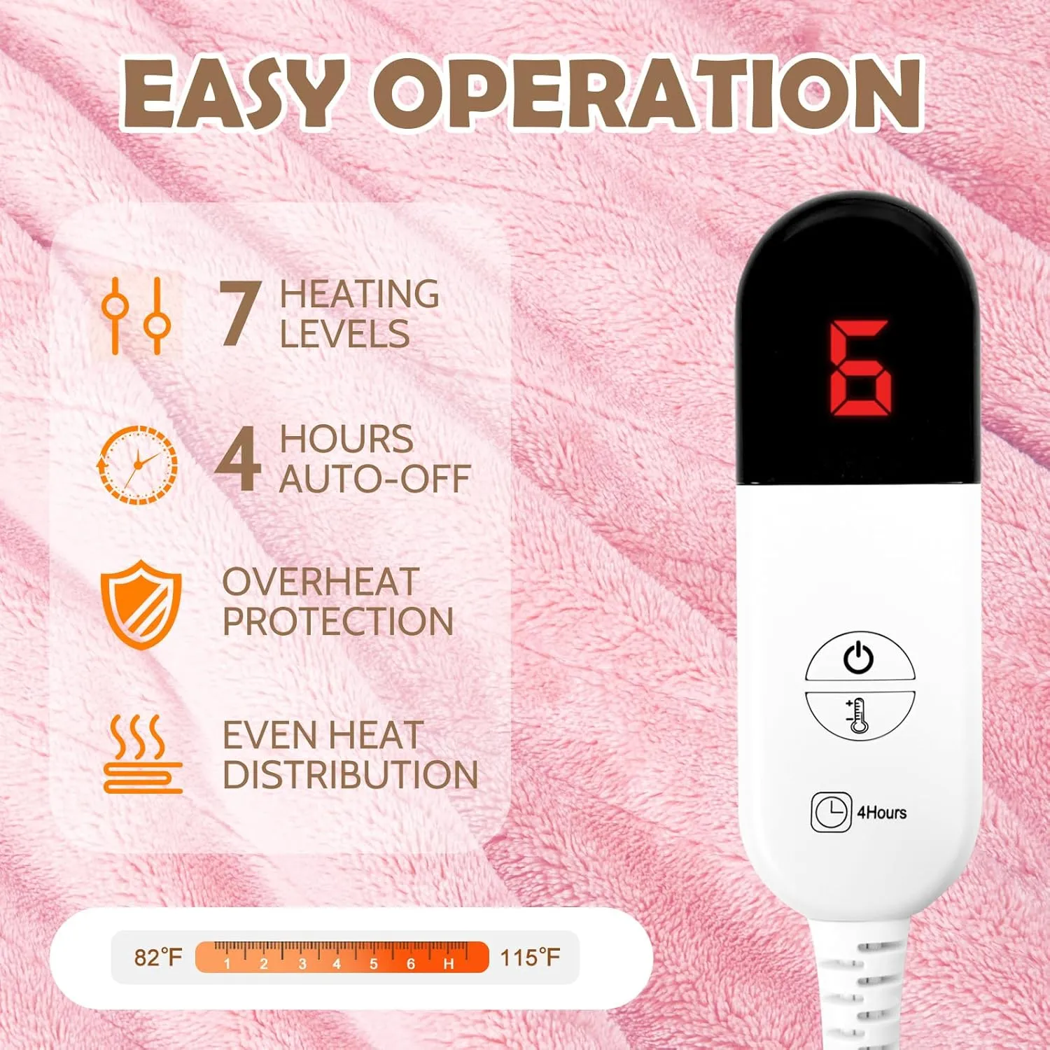 HOW'S MY HOUSE Wearable Heated Blanket with Foot Pocket, Electric Blanket with Sleeves, Flannel & Sherpa Heating Throw with 7 Heat Settings & 4 Hours Time Settings, 52" x 72", Pink