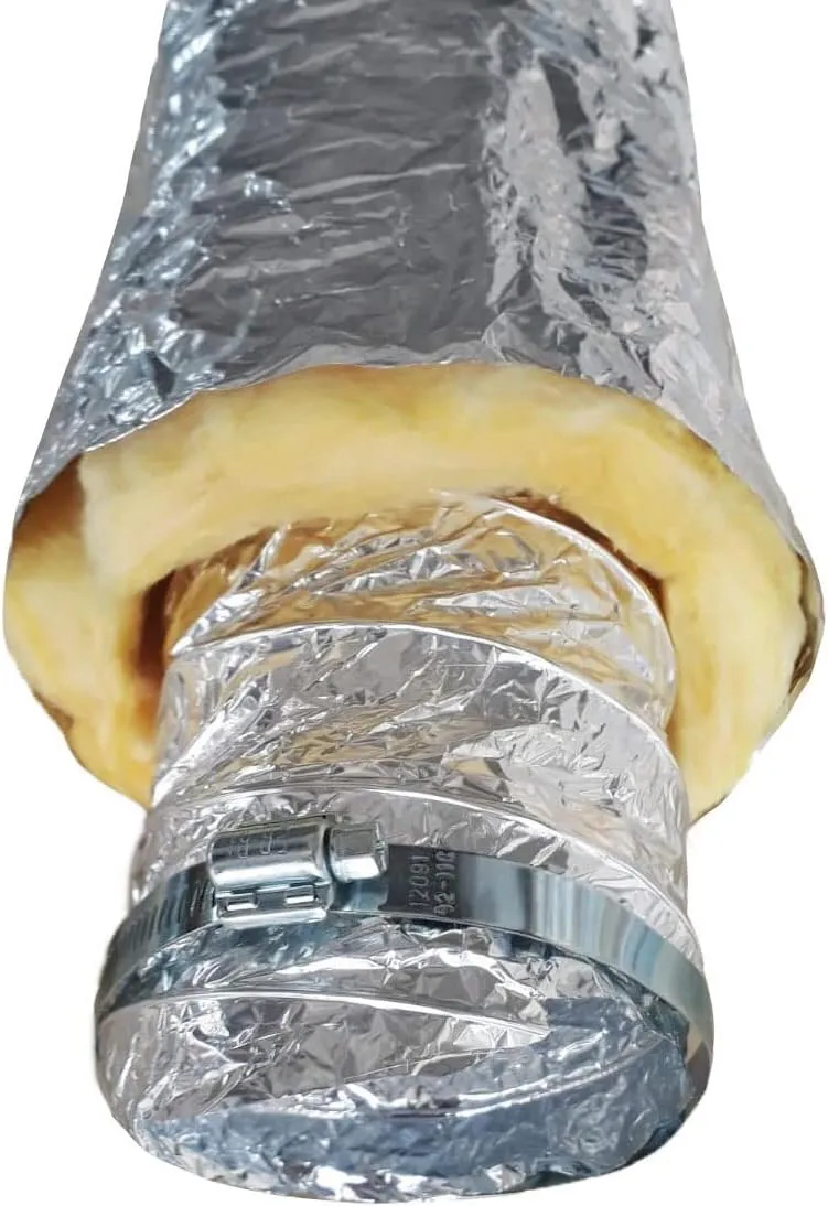 HVAC Premium 16" Inch Aluminum Hose Flexible Insulated R-4.2 Air Duct Pipe for HVAC Flex Ductwork Insulation - 25' Feet Long