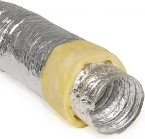 HVAC Premium 16" Inch Aluminum Hose Flexible Insulated R-4.2 Air Duct Pipe for HVAC Flex Ductwork Insulation - 25' Feet Long