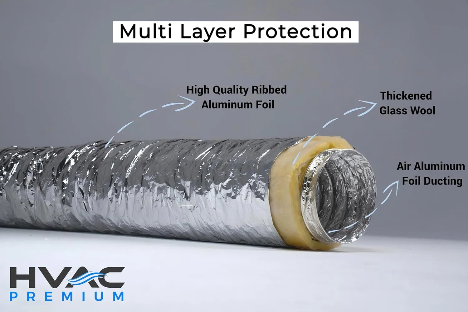 HVAC Premium 16" Inch Aluminum Hose Flexible Insulated R-4.2 Air Duct Pipe for HVAC Flex Ductwork Insulation - 25' Feet Long
