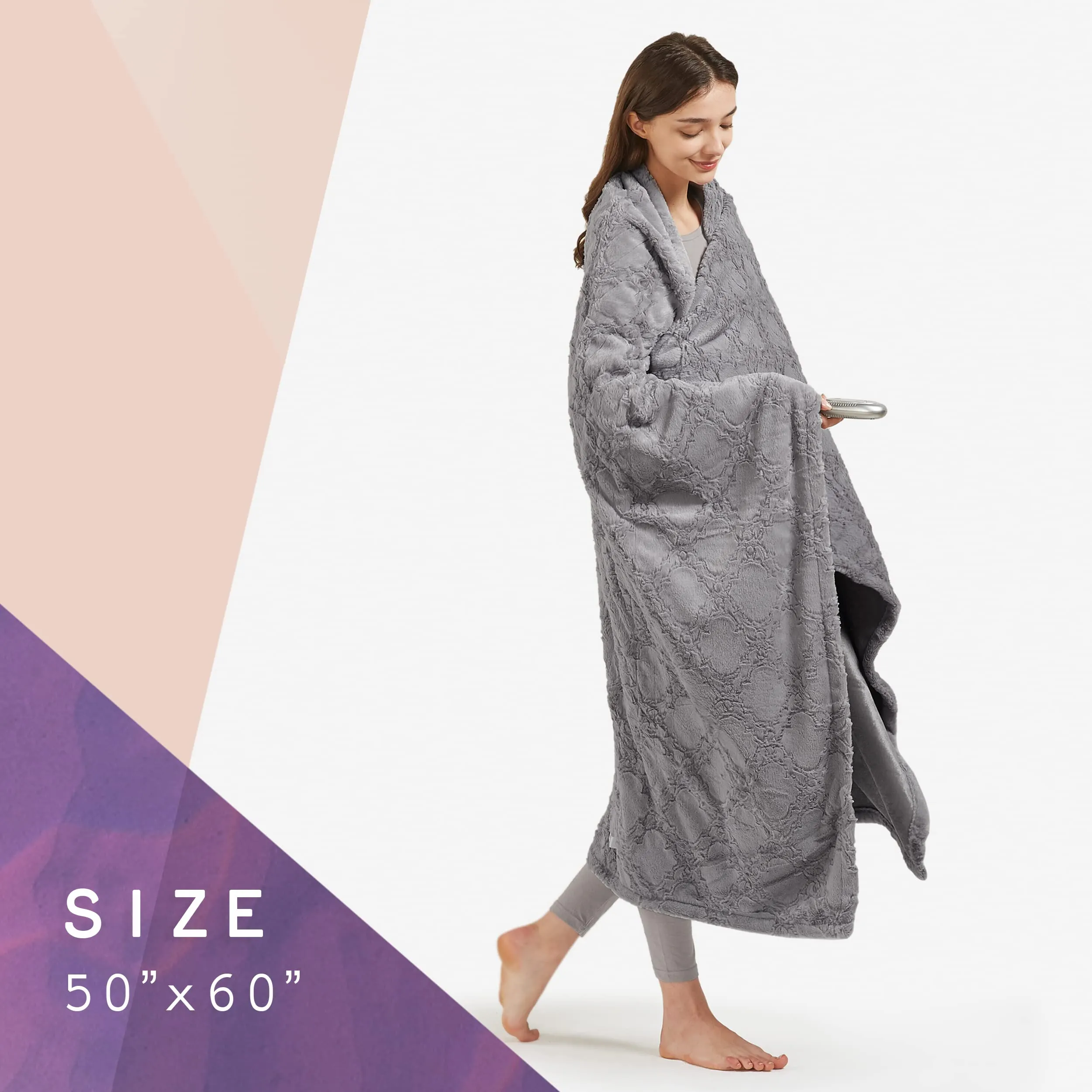 Hyde Lane Luxury Heated Electric Blanket Throw 60x70 Sherpa Reverse 3 Heat Setti