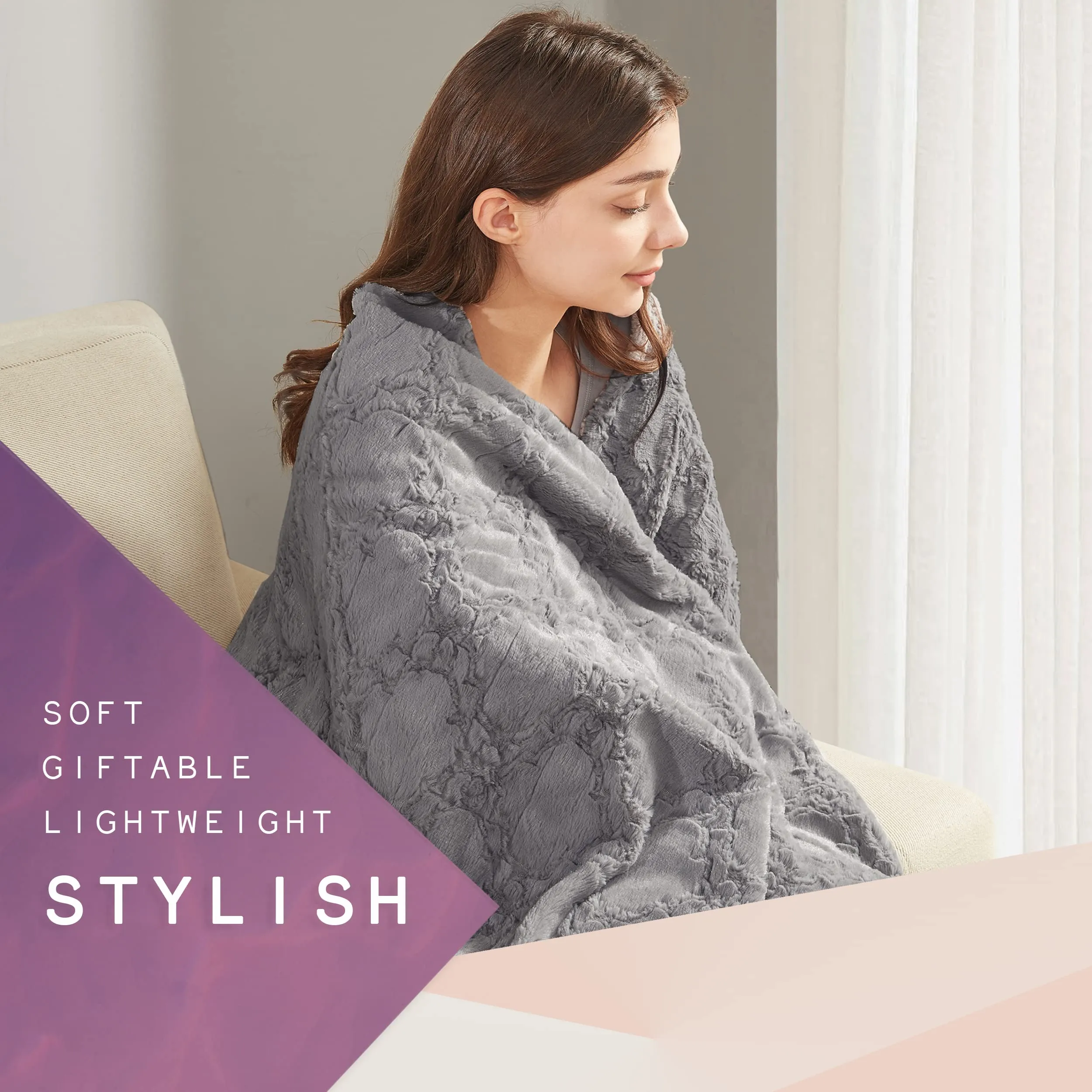 Hyde Lane Luxury Heated Electric Blanket Throw 60x70 Sherpa Reverse 3 Heat Setti