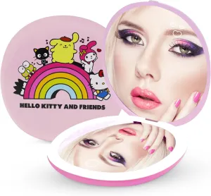 Impressions Vanity Hello Kitty and Friends Core LED Compact Mirror for Purse, Lighted Travel Makeup Mirror with 3X Magnification, Daylight LED Lighting, Adjustable Brightness and Soft Touch Sensor