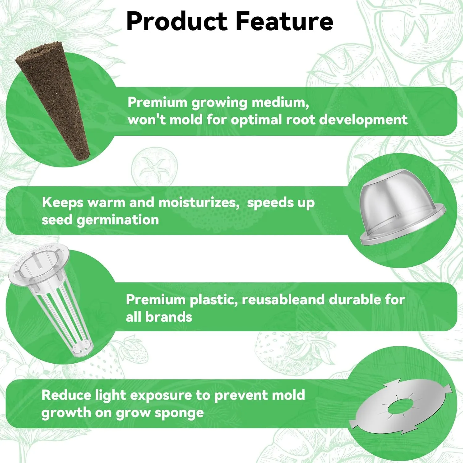 inbloom Organic Salad Green Seed Pod Kit for AeroGarden, Ahopegarden Hydroponics Growing System, Low-Calorie Food, 7-Pods (350  Seeds, Include Fast and Butter Lettuce, Red and Golden Cherry Tomato)