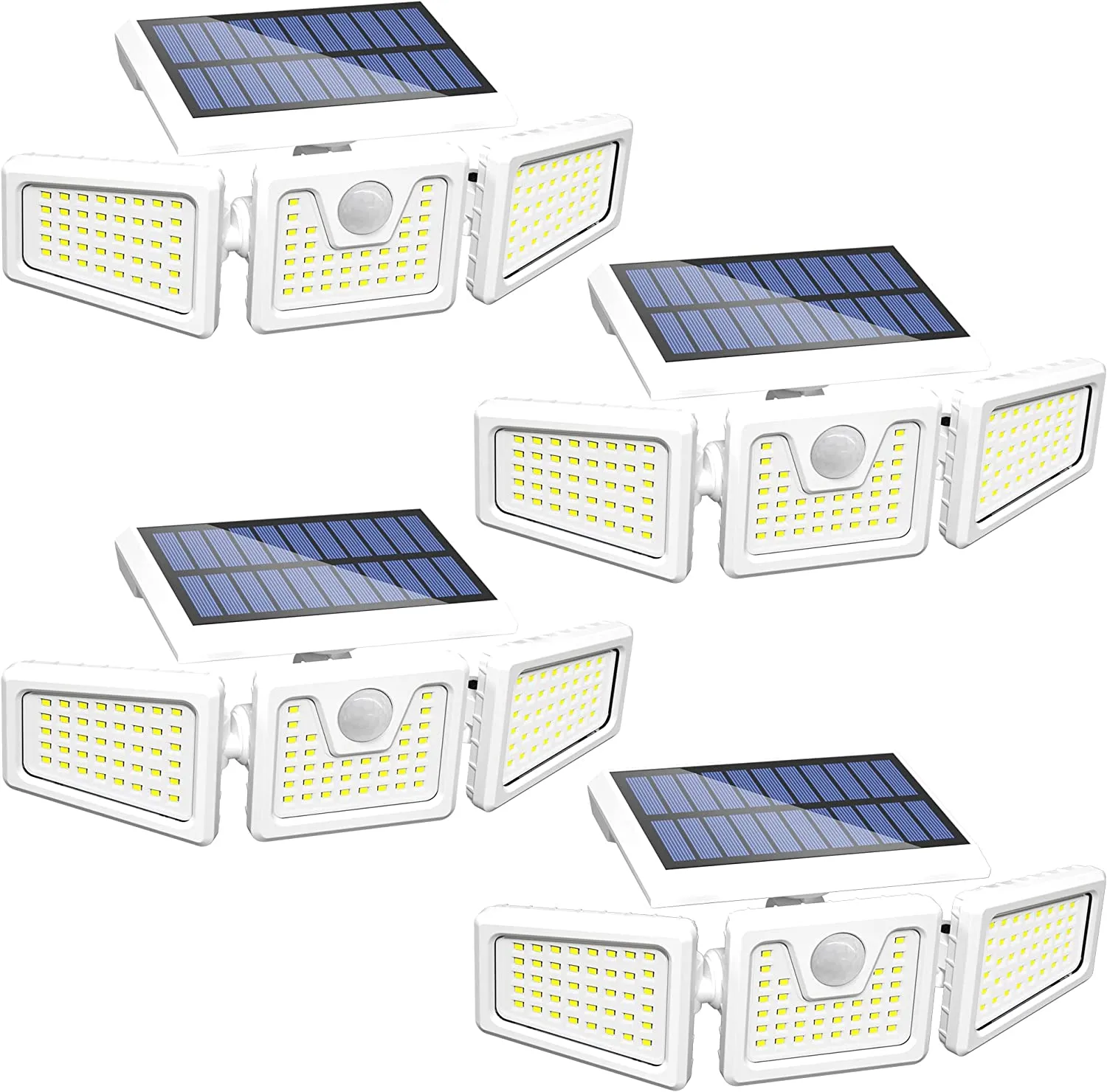 INCX 118 LED Solar Motion Lights Outdoor 2 Pack, 3 Heads Solar Security Lights with Motion Sensor IP65 Waterproof, Flood Lights for Wall, Patio, Garden, Porch, Garage White