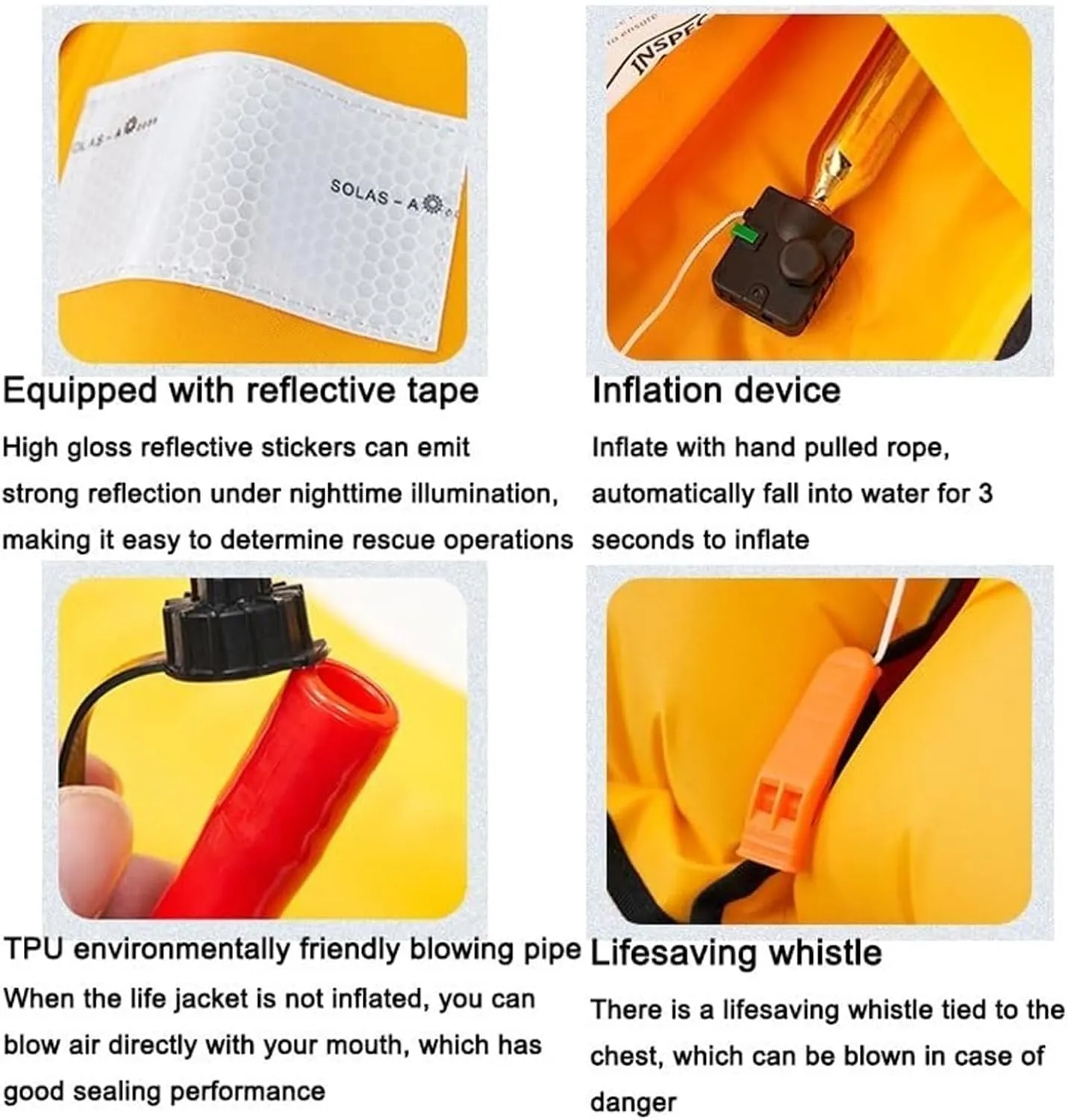 Inflatable Life Jacket, Automatic Self Inflating Life Vest Preserver with Manual Override Automatic, Manual Inflatable