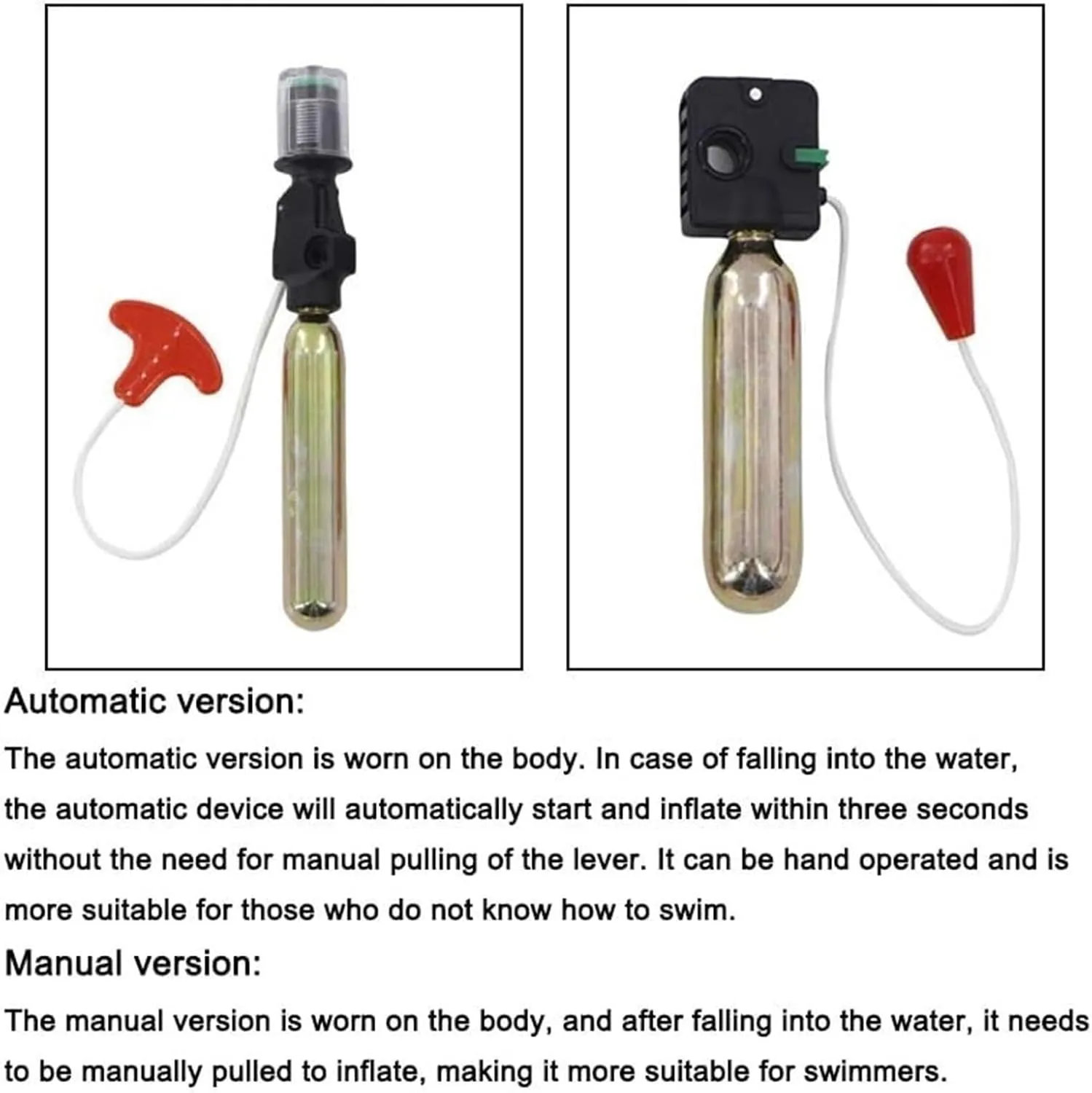 Inflatable Life Jacket, Automatic Self Inflating Life Vest Preserver with Manual Override Automatic, Manual Inflatable