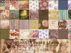 InsideMyNest Craft Kit Vintage Floral Designer Paper Craft Stash Mystery Pack Shabby Cottage Chic Scrapbook Bullet Journal Stationery Stickers Card-Making (70% off RRP!)