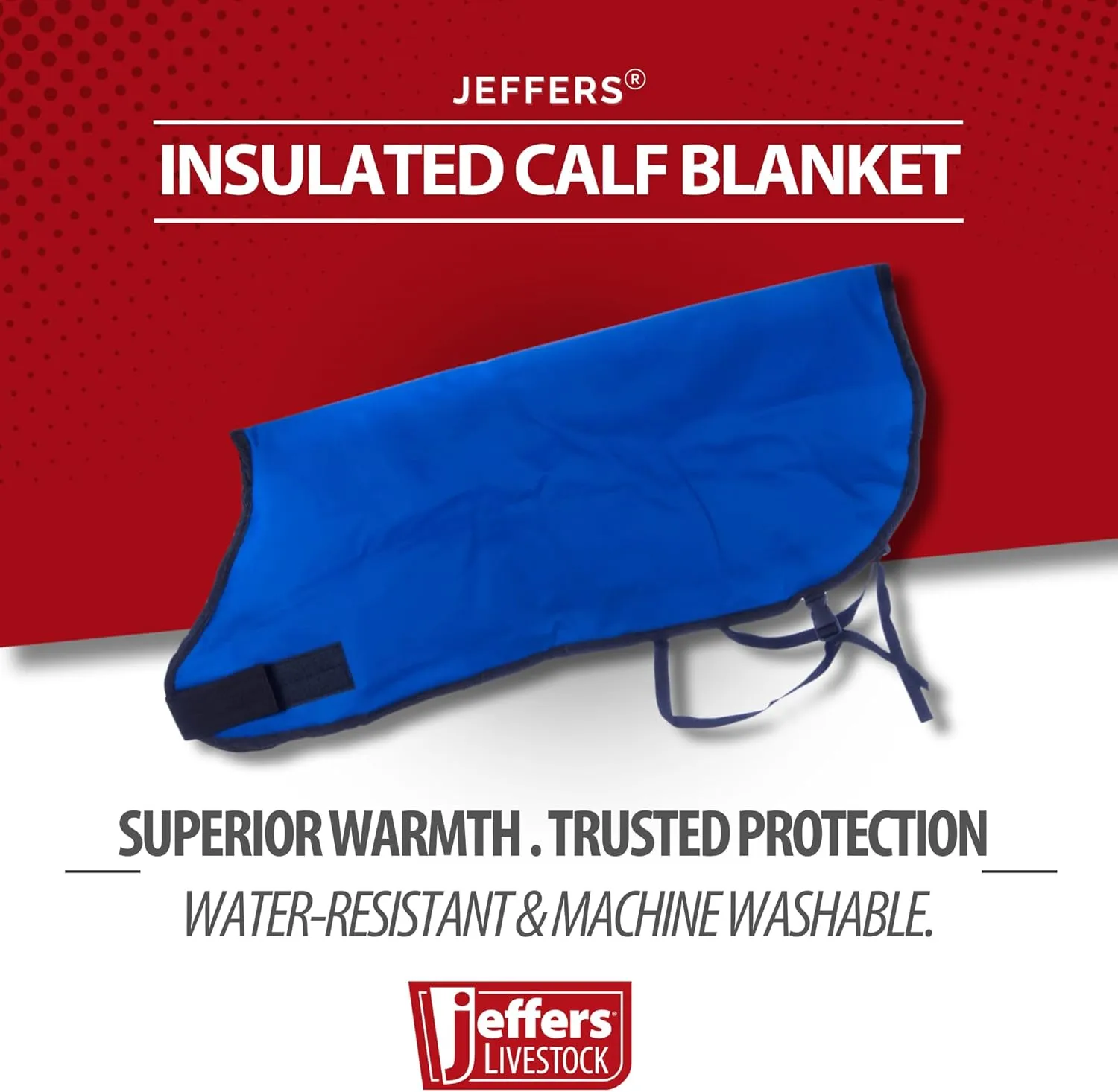 Jeffers Livestock Insulated Calf Blanket, Blue, 1 Pack - 200 Grams of Polyfill, Winter Warm Clothes for Calf, Water Proof, Windproof Warming Blanket, Jacket, Coat - Thickened Belly Protection