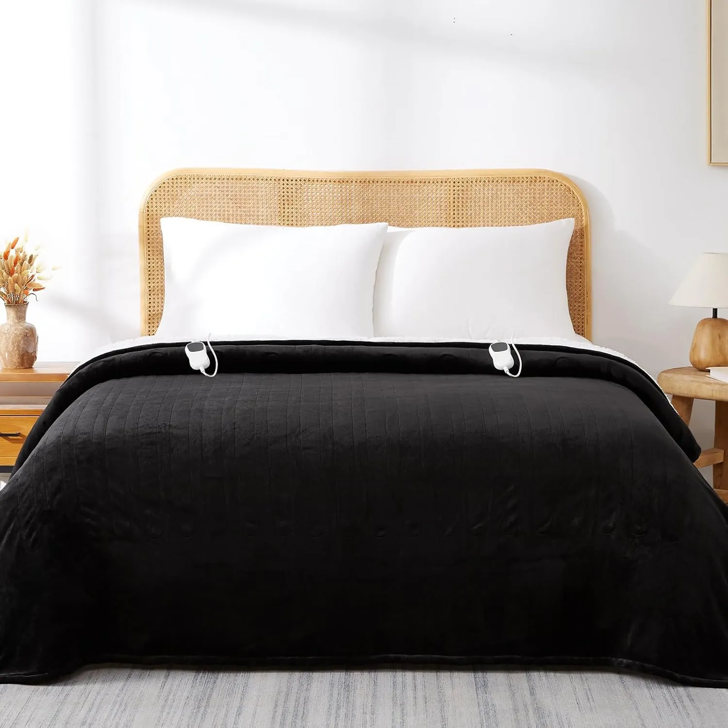 JKMAX Electric Heated Blanket - 10 Heating Levels, Auto Off, Ultra Soft Overheat Protection, Queen Size 84" x 90", Black