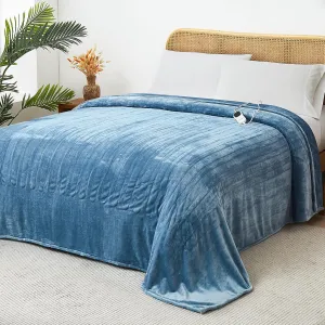 JKMAX Electric Heated Heating Blanket - Heated Bed Blanket Queen Size 84"x90" with 10 Heating Levels 8 Hours Auto Off Fast Heating Dark Blue