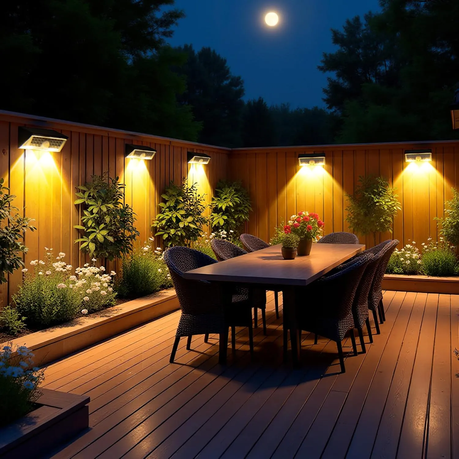 JSOT Solar Fence Lights Outdoor Waterproof IP65, 4 Modes Motion Sensor Lights Outdoor, 38LED Bright Wall Security Lighting for Outside Garage Garden Fence - Cool White 6Pack