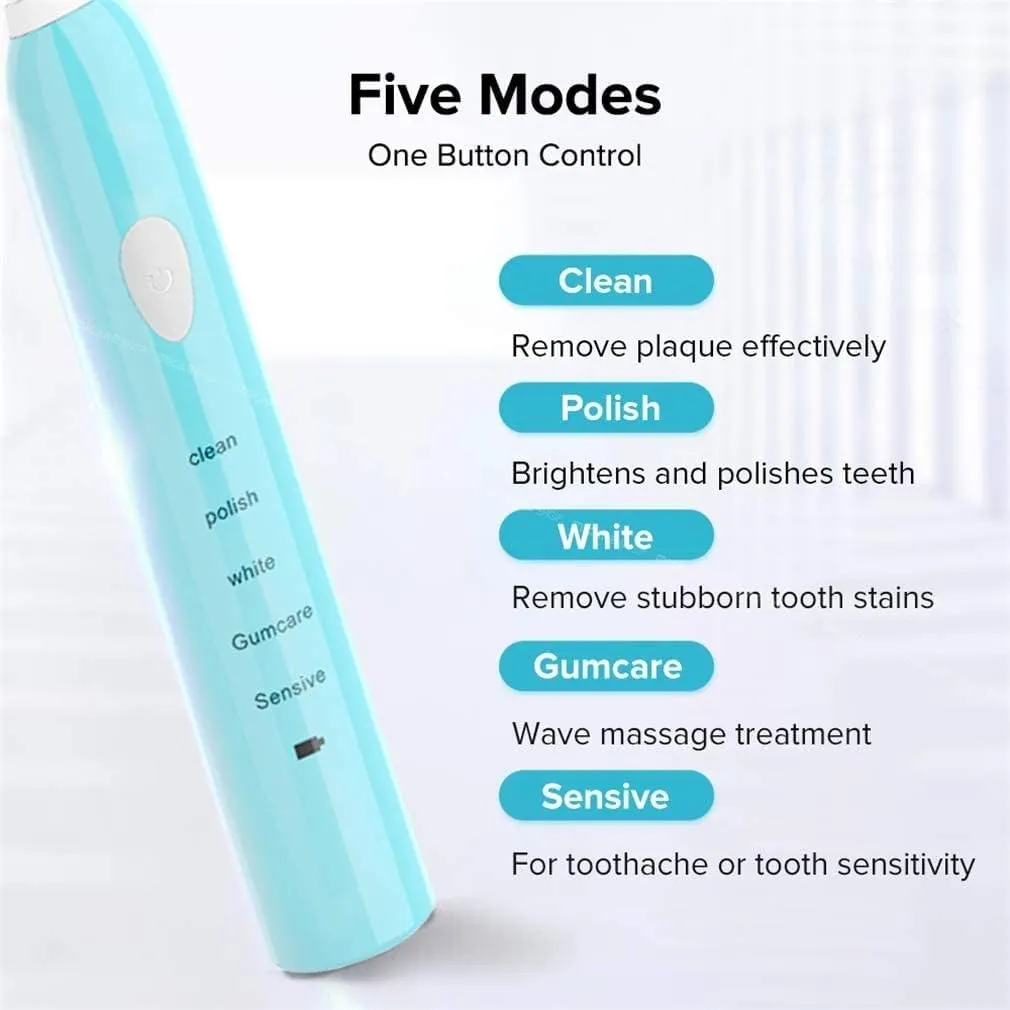 JYYBN Electric Toothbrush, Ultrasonic Electric Toothbrush USB Rechargeable Toothbrush Adult Electronic Washable Whitening Tooth Brush (Color : Black)