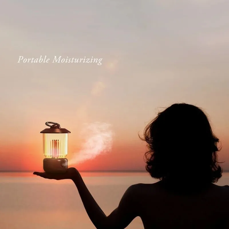 Kerosene Lamp Style Humidifier - Multi-function Ambience Desktop USB Wireless Camping Light Mini Humidifier