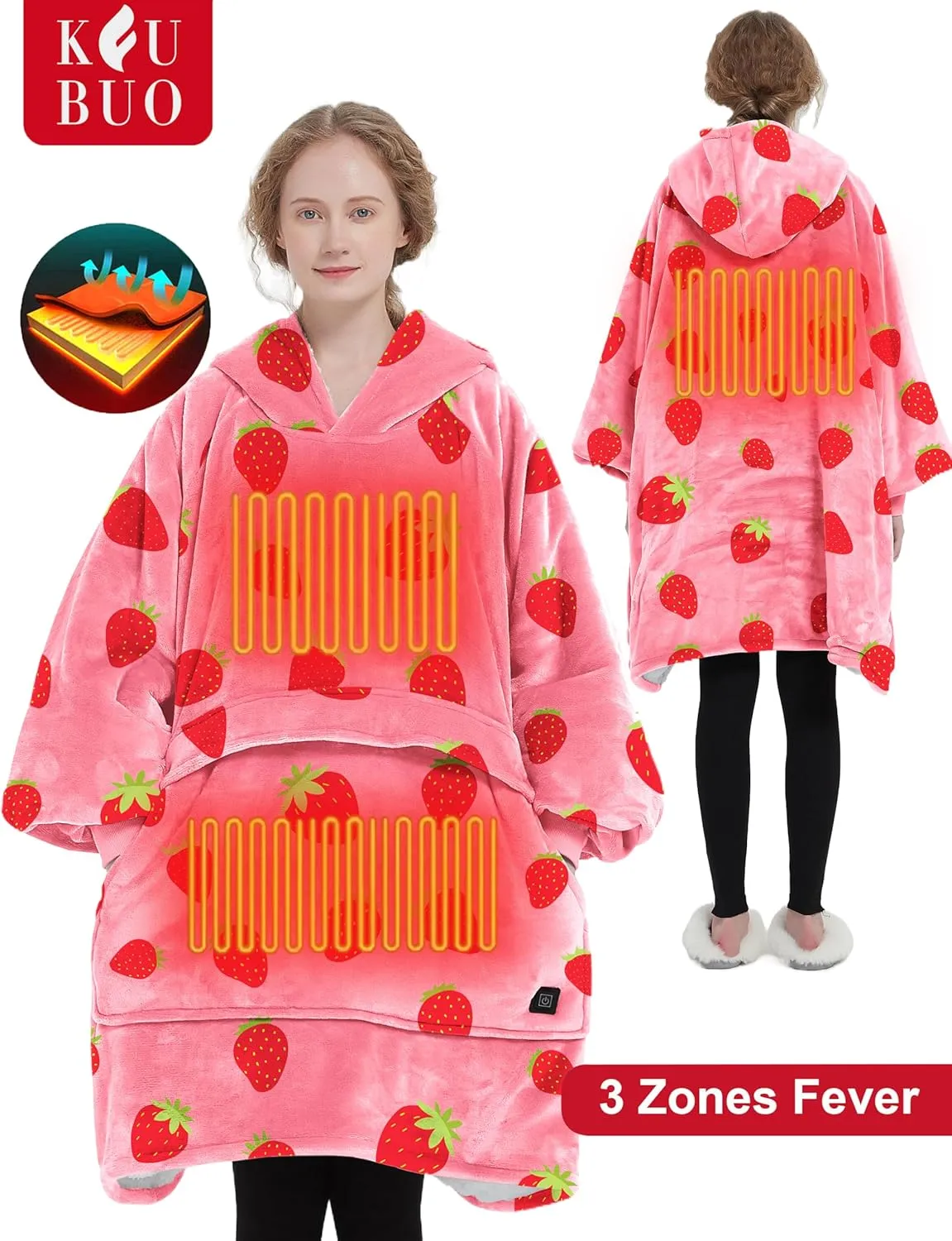 KFUBUO Heated Electric Wearable Blanket Throw Battery Operated Portable USB Cordless Outdoor Hoodie Sweatshirt