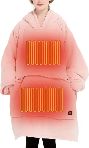 KFUBUO Heated Electric Wearable Blanket Throw Battery Operated Portable USB Cordless Outdoor Hoodie Sweatshirt