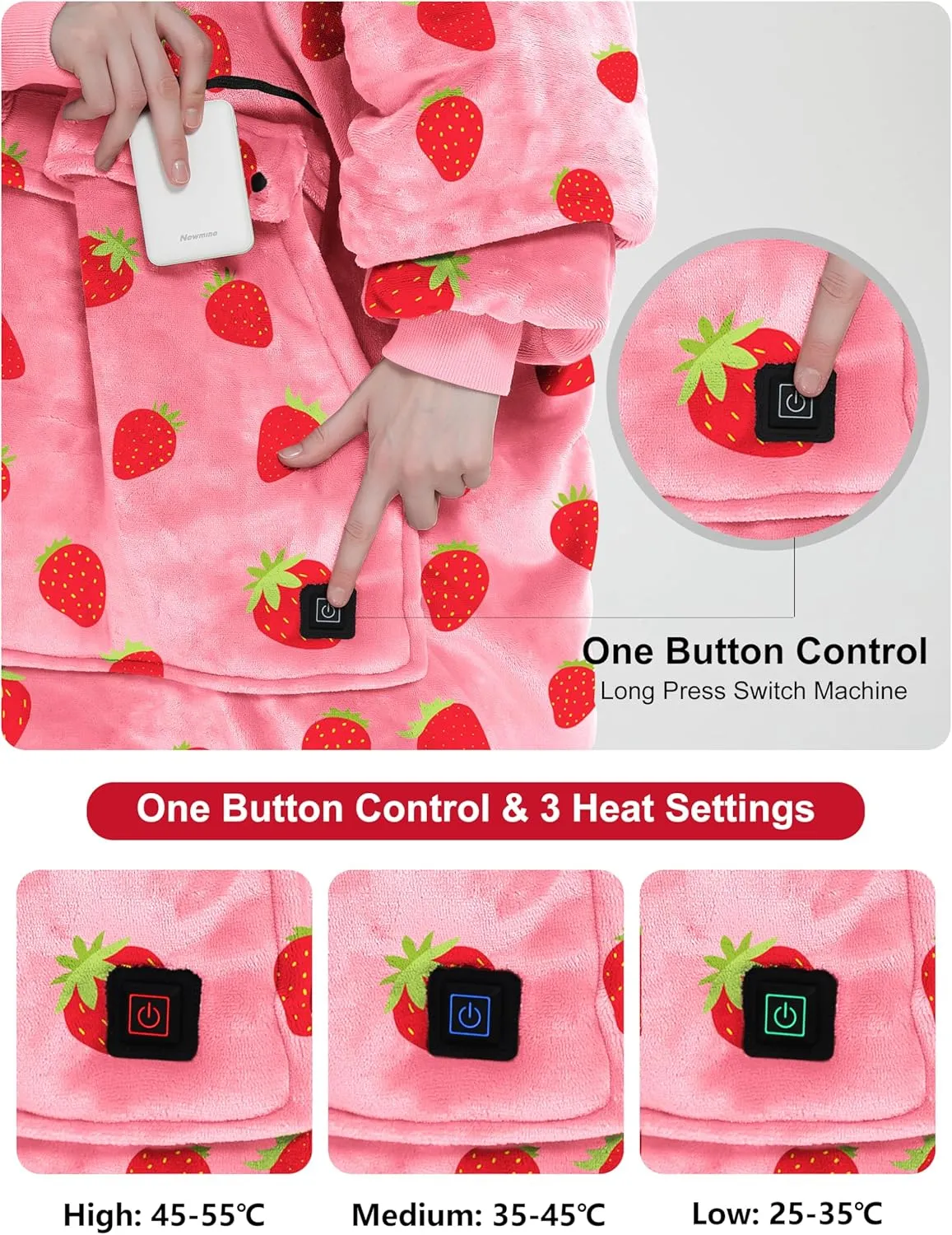 KFUBUO Heated Electric Wearable Blanket Throw Battery Operated Portable USB Cordless Outdoor Hoodie Sweatshirt