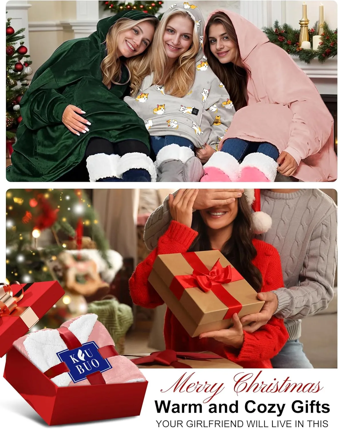 KFUBUO Heated Electric Wearable Blanket Throw Battery Operated Portable USB Cordless Outdoor Hoodie Sweatshirt