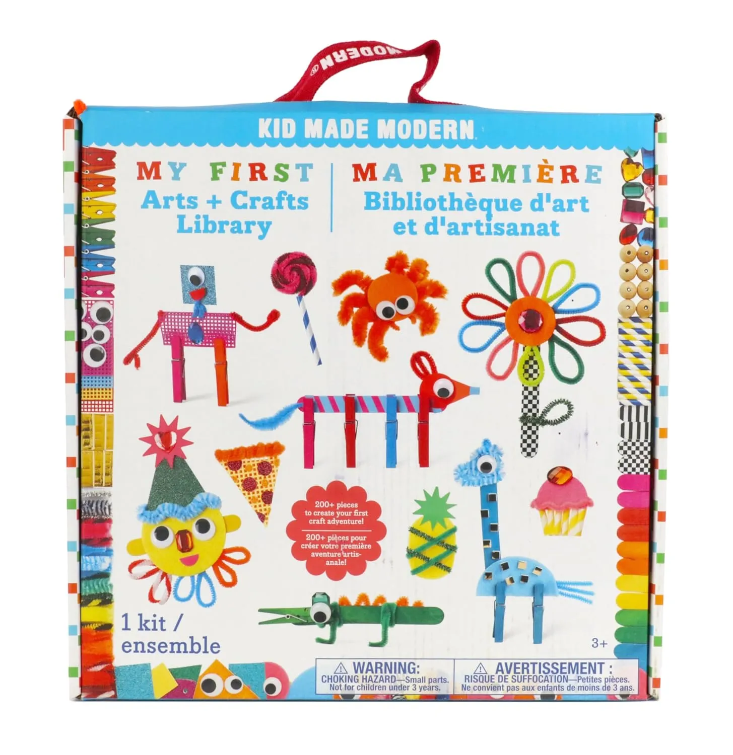 Kid Made Modern My First Arts & Crafts Set for Kids Ages 3 4 5 6 7 8  - Ideal Preschool Craft Kits for Boys & Girls Toddler - 200  Pieces Bulk Craft Supplies & Materials Kit for Fun Art Projects