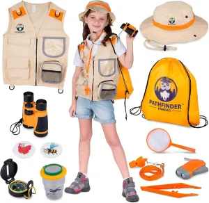 Kids Explorer Kit with Safari Vest & Hat for 3-12 Year Old Boys & Girls - Safari Costume & Dress Up as Zoo Keeper, Paleontologist - Giftable Outdoor Adventure Kit for Kids   Adventure Book