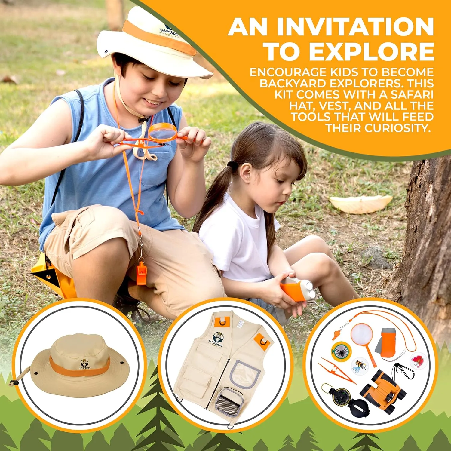 Kids Explorer Kit with Safari Vest & Hat for 3-12 Year Old Boys & Girls - Safari Costume & Dress Up as Zoo Keeper, Paleontologist - Giftable Outdoor Adventure Kit for Kids   Adventure Book