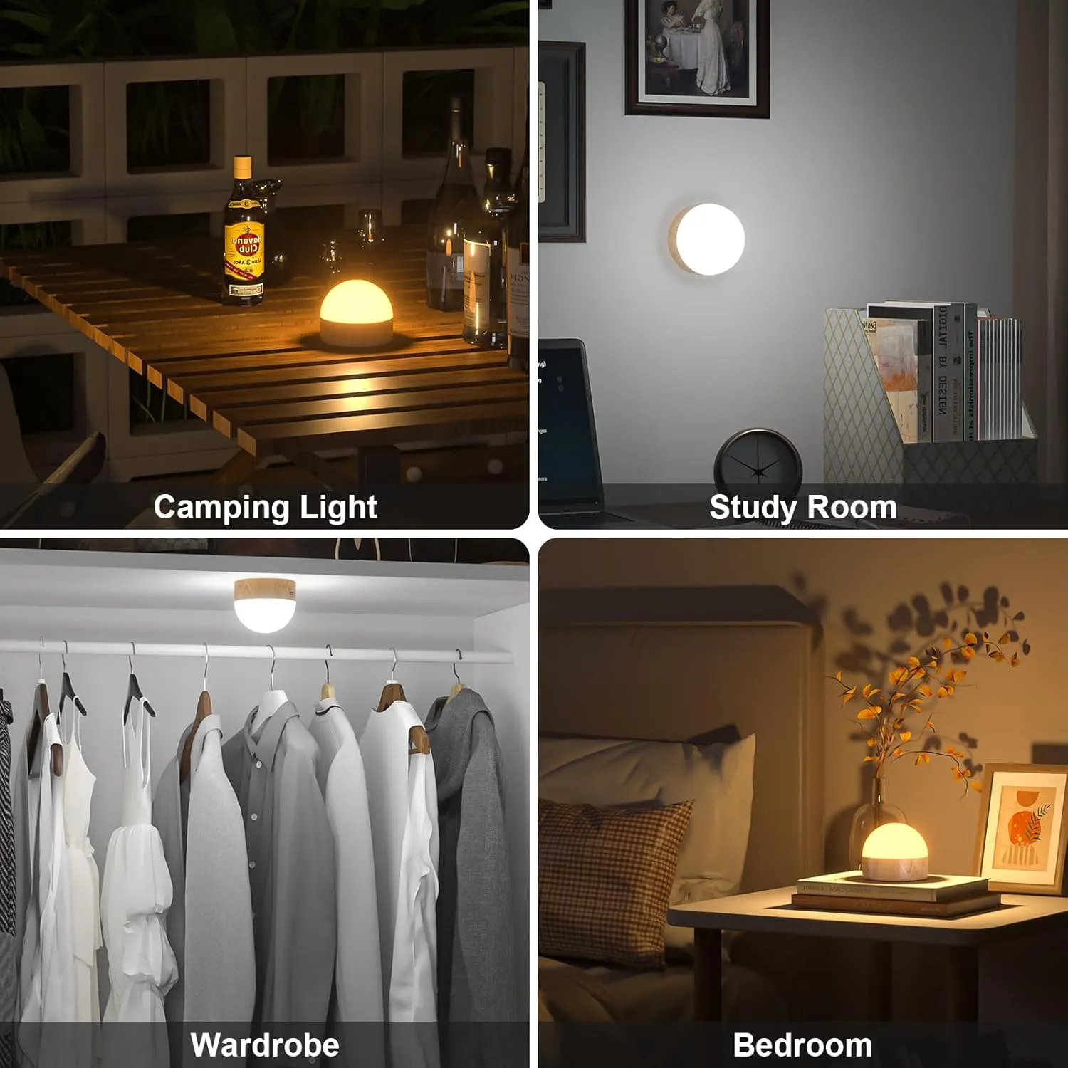 Kintion Night Light, Dimmable 8 Color Portable LED Night Light, 1800mAh Rechargeable Nursery Light Lamp, Soft Eye Caring Warm White, White, Red, Blue, Green Color Lighting for Sleep Aid (Brown, 2pcs)