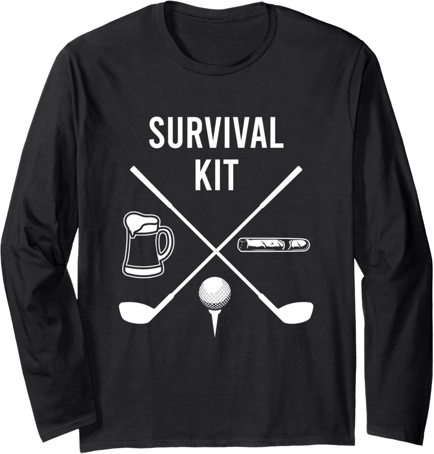 Kit Survival Golf Beer Cigar Golfer Golfing Ball Hole In One Long Sleeve T-Shirt