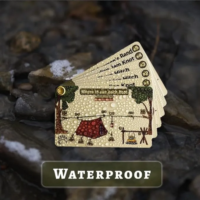 Knot Tying Kit | Camping & Outdoor Knots Edition - by The Bear Essentials Outdoors with Waterproof Knot Cards | for Survival, Camping, Backpacking, Hiking & Scouts