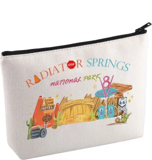 KUIYAI Cars Movie Merchandise Makeup Bag WDW Cars Gift Lightning McQueen Lovers Gift Car Land Toiletry Bag (RSpringsNPMup)