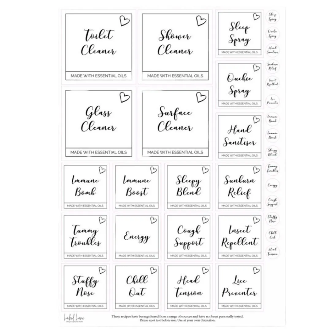 Label Lane Label Set - Heart Square Edge