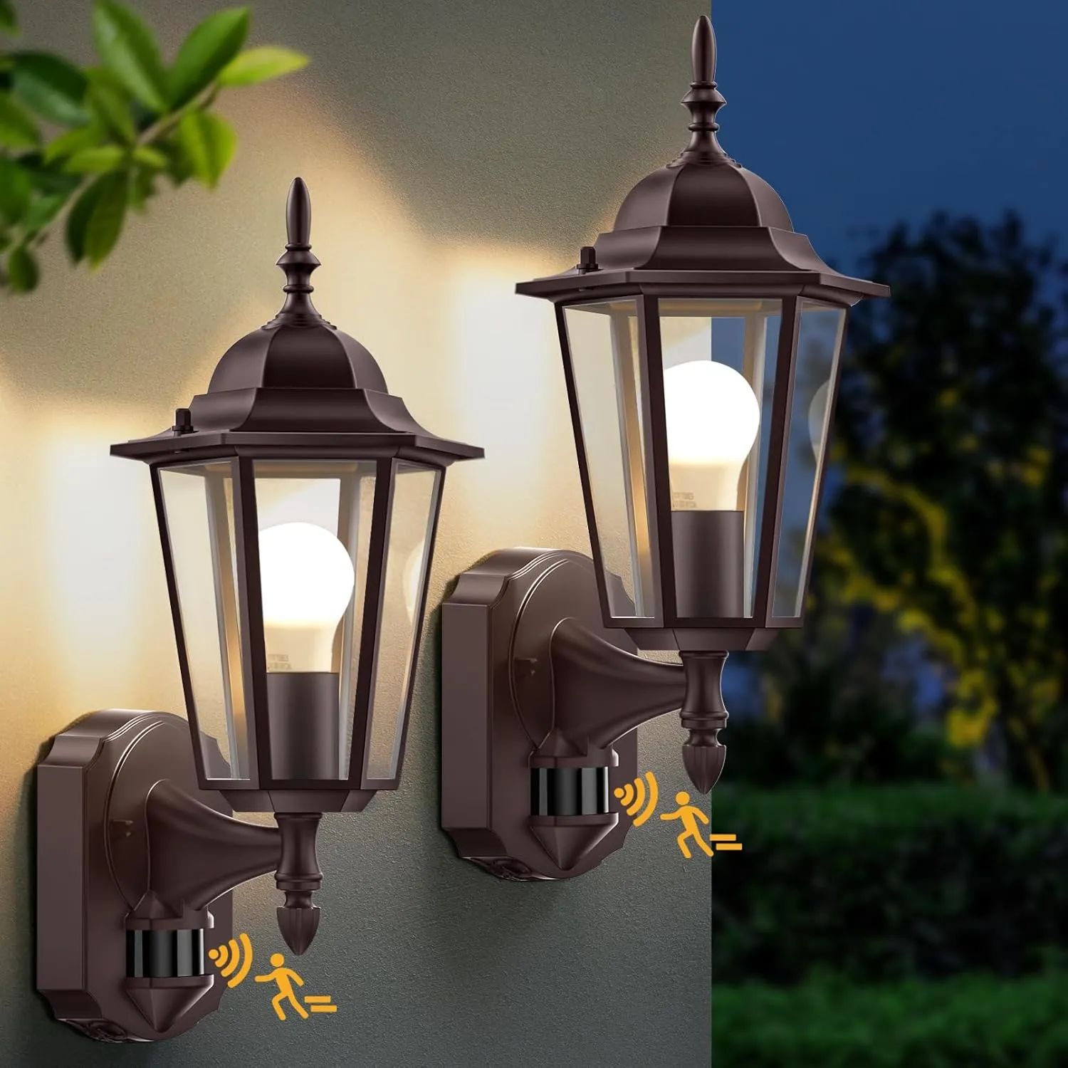 Lamomo Motion Sensor Outdoor Lights, Upgrade Dusk to Dawn Bronze Outdoor Light Fixture Wall Mounted, 100% Anti-Rust Aluminum Waterproof Porch Lights for Patio Front Door Garage