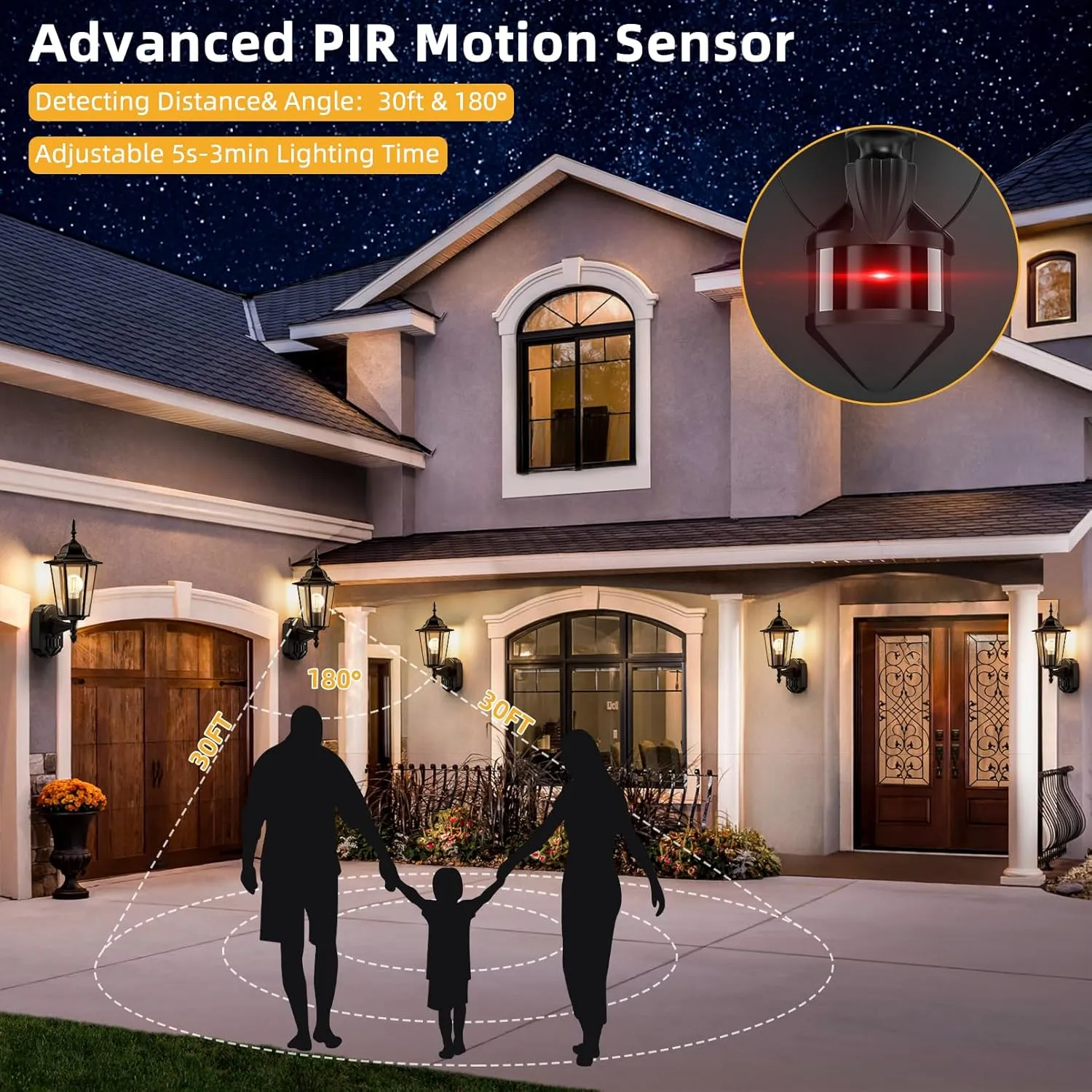 Lamomo Motion Sensor Outdoor Lights, Upgrade Dusk to Dawn Exterior Light Fixture Wall Mounted, 100% Anti-Rust Aluminum Waterproof Porch Lights for Patio Front Door Garage