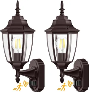 Lamomo Outdoor Wall Sconce, 2 Pack Dusk to Dawn Motion Sensor Bronze Outdoor Light Fixtures Wall Mounted, Exterior Aluminum Waterproof Porch Lights for Patio Front Door Garage