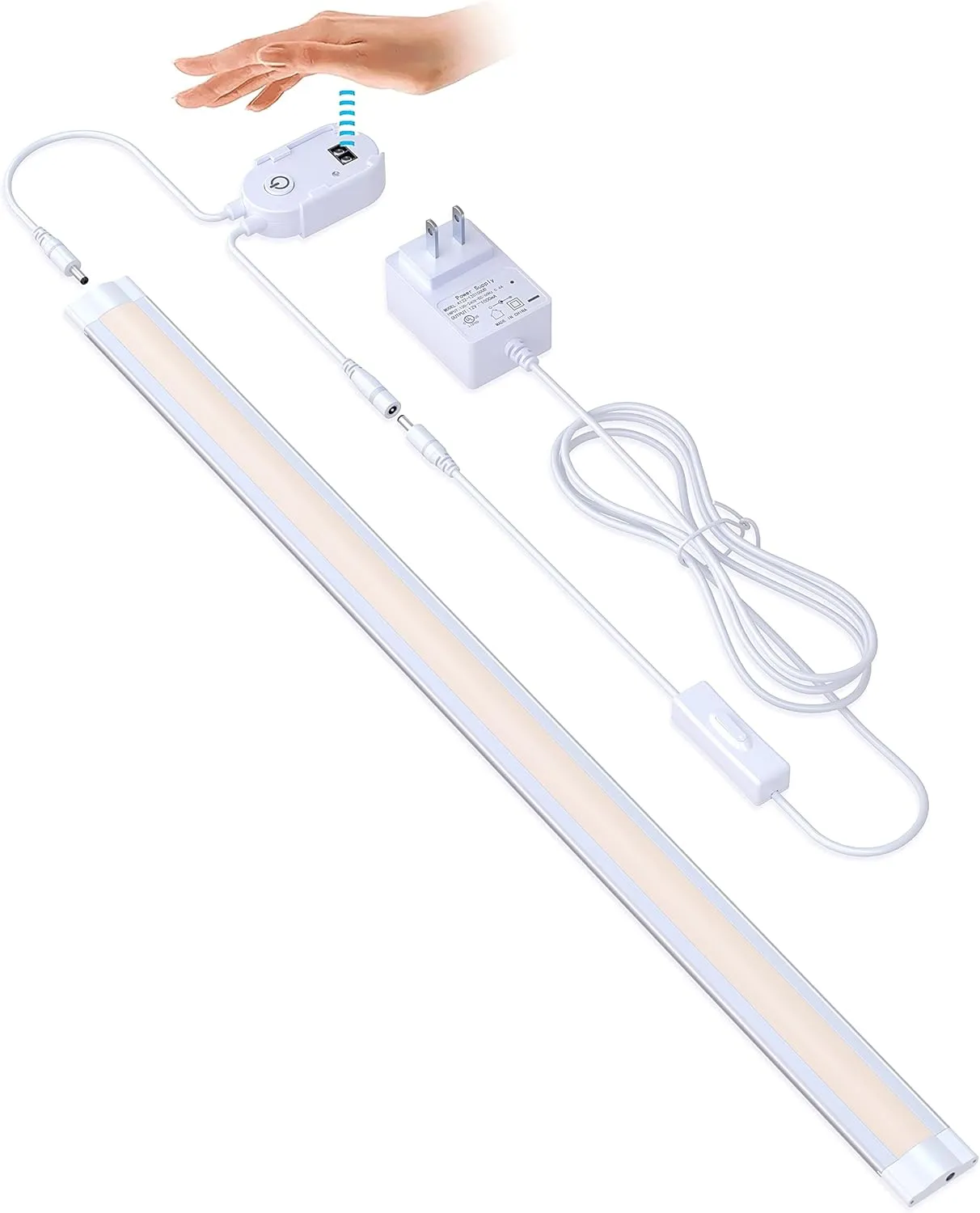 LAMPAOUS LED Above Sink Light Fixture With Manual Sensor, Touchless and Dimmable Plug-in Bar for Kitchen (1-Bar Kit 20" Warm White)