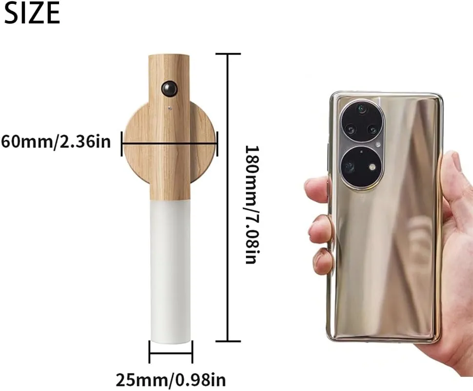LANDGOO RGB Motion Sensor Night Light, Color Changing Atmosphere Lamp, Battery Powered Rechargeable LED Wood Wall Sconce for Home Party Lighting (RGB Ash Wood 2PCS)