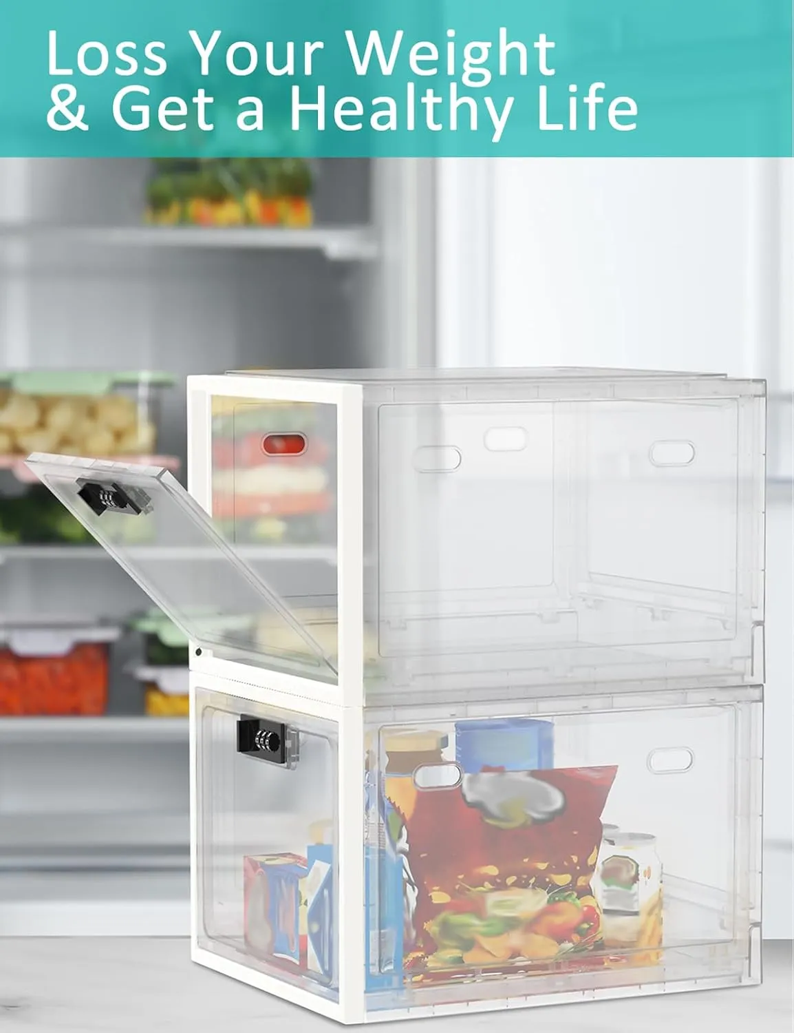 Large Medicine Lock Box for Safe Medication, Lockable Storage Box for Fridge/Snacks Food, Phone Lock Boxes with Combination Code for Home/Dorms/Office Storage Lockers