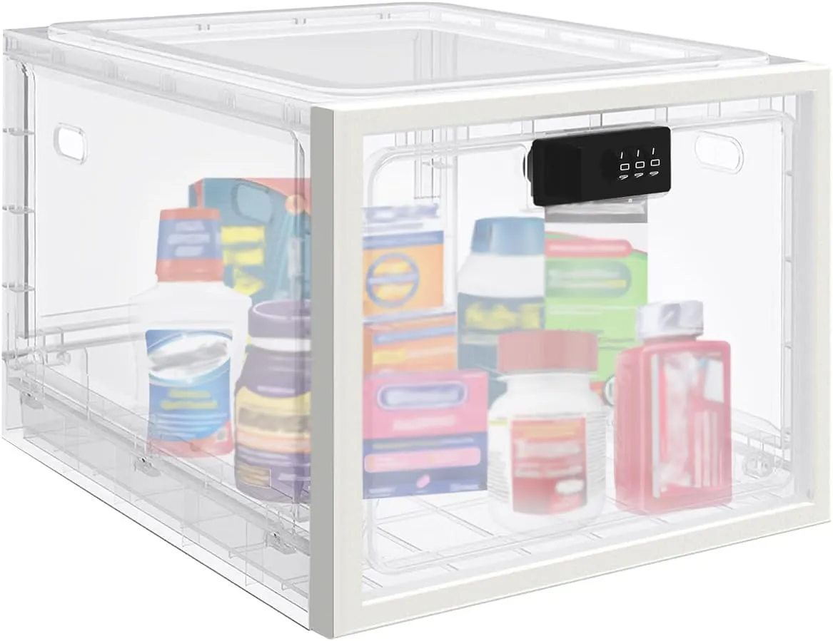 Large Medicine Lock Box for Safe Medication, Lockable Storage Box for Fridge/Snacks Food, Phone Lock Boxes with Combination Code for Home/Dorms/Office Storage Lockers