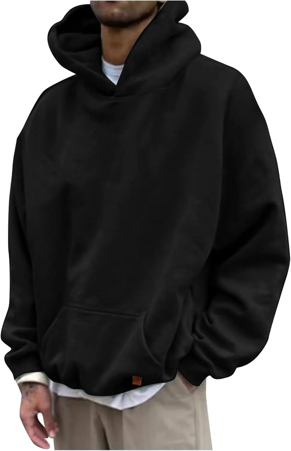 LCMTWX Men Hoodies Casual Hoodies for Men Solid Hooded Sweater Top Pullover Hooded Sweatshirt for Men Pullover Hooded
