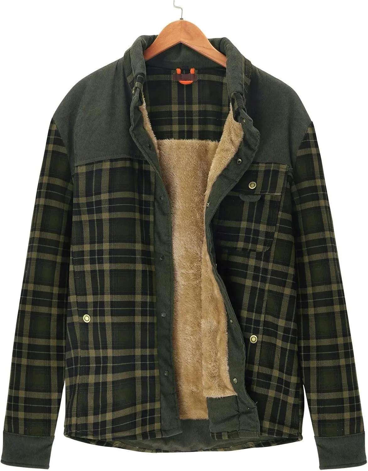 LCMTWX Mens Flannel Jacket And Autumn Plaid Print Lapel Button Down Pocket Long Sleeve Shirt Men Plus Size Big&Tall Mens