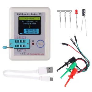 LCR-TC1 Colorful Display Pocketable Multifunctional TFT Backlight Transistor Tester for Diode Triode Capacitor Resistor Transistor LCR ESR NPN PNP MOSFET with 1.8 inch Colorful Display