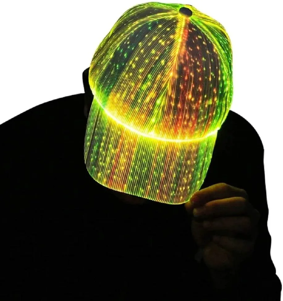 LED Cap Luminous Baseball Hat 7 Colors Glow Hat for Men Women USB Charging Light up Caps for Party Club