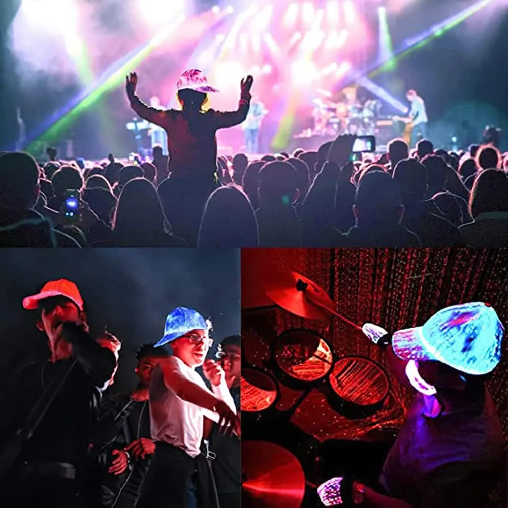LED Cap Luminous Baseball Hat 7 Colors Glow Hat for Men Women USB Charging Light up Caps for Party Club