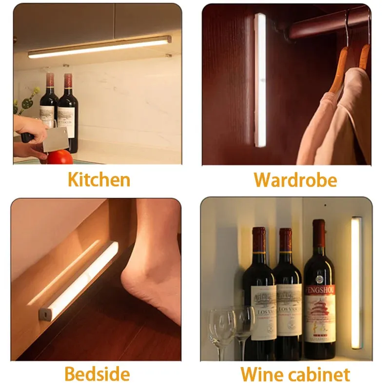 LED Motion Sensor Light, Wireless Rechargeable Type C Night Light for Cabinets, Wardrobes, and Staircases
