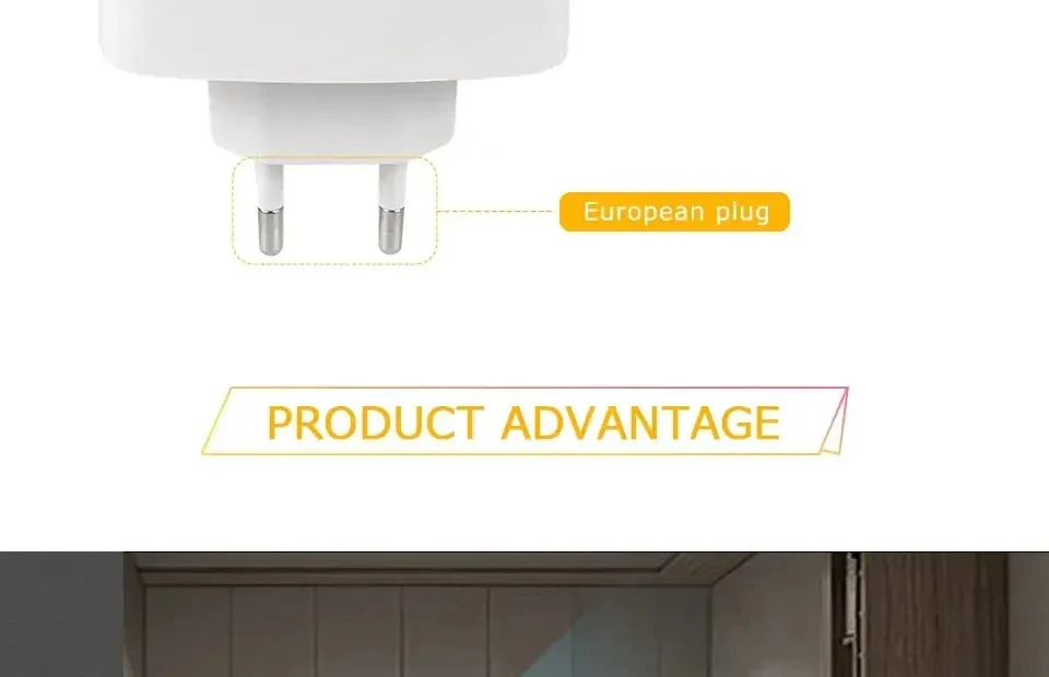 LED Motion Sensor Night Light EU/US Plug, Dimmable Wall Lamp for Bedroom, Toilet, Hallway, Kitchen, Kids