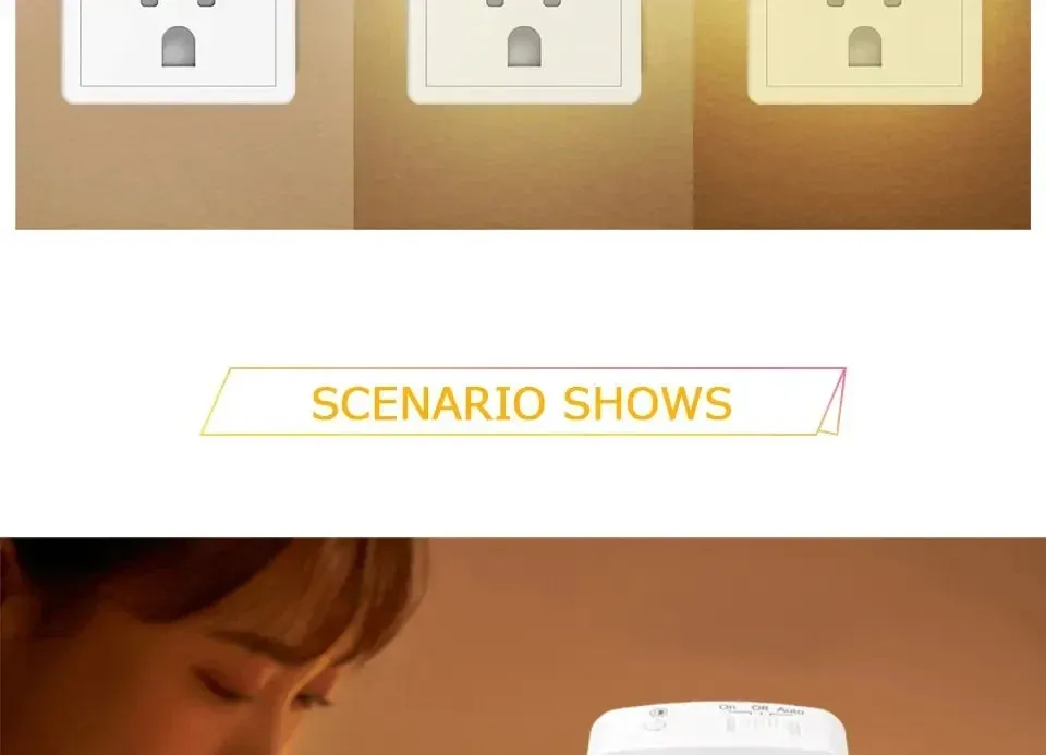 LED Motion Sensor Night Light EU/US Plug, Dimmable Wall Lamp for Bedroom, Toilet, Hallway, Kitchen, Kids